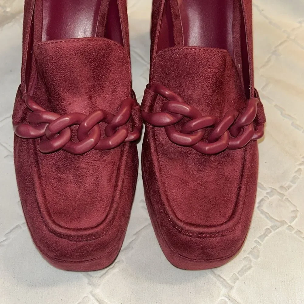 Open Edit in Red Cranberry Slip on Platform Pump Shoes(Size 9.5M)